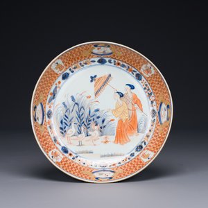 A Chinese Imari-style 'Parasol ladies' plate after Cornelis Pronk, Qianlong — photo 1