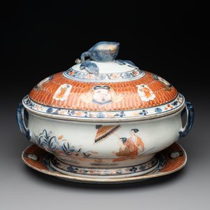 A Chinese Imari-style 'Parasol Ladies' tureen and stand after Cornelis Pronk, Qianlong, ca. 1740 — photo 1