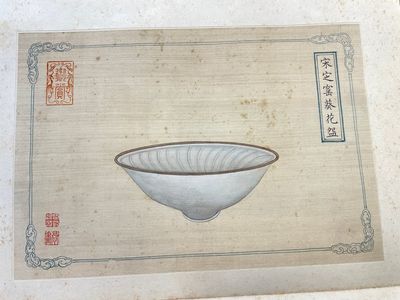 A Chinese 'imperial porcelain' album, ink and colour on silk, Qianlong seal mark, 20th C. — 照片 15