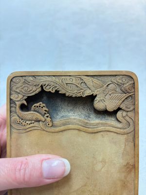 A Chinese ink stone with phoenix and carp design, Qianlong mark and possibly of the period — photo 8