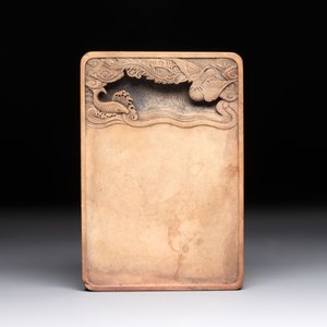 A Chinese ink stone with phoenix and carp design, Qianlong mark and possibly of the period — photo 2