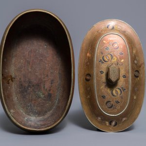 A Chinese inlaid brass box and cover, 19th C. — 照片 5