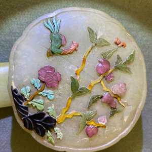 A Chinese inlaid hardstone ruyi sceptre, 19/20th C. — 照片 11
