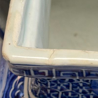 A Chinese inscribed blue and white two-handled 'Immortals' censer — foto 20