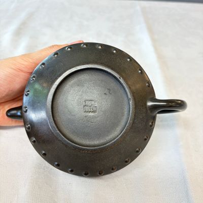 A Chinese inscribed Yixing stoneware teapot with a buffalo finial — photo 10