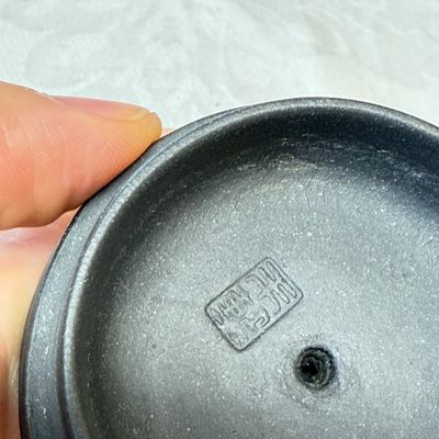 A Chinese inscribed Yixing stoneware teapot with a buffalo finial — photo 17
