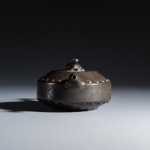 A Chinese inscribed Yixing stoneware teapot with a buffalo finial — photo 5
