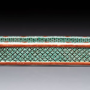 A Chinese iron-red and green-enamelled reticulated incense stick holder, 19th C. — photo 6