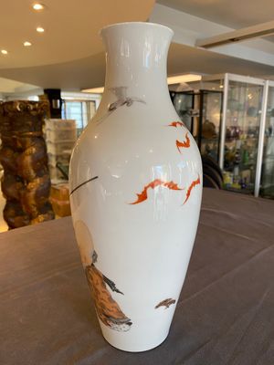 A Chinese iron-red and grisaille 'Shou Lao and Lan Caihe' vase, Hongxian mark, Republic — photo 1