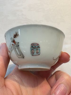 A Chinese iron-red-decorated 'boy and buffalo' cup and saucer and a famille rose 'Xi Xiang Ji' cup and saucer, Qianlong — photo 15