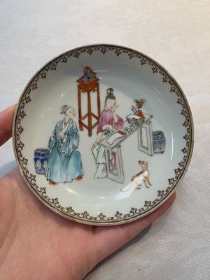 A Chinese iron-red-decorated 'boy and buffalo' cup and saucer and a famille rose 'Xi Xiang Ji' cup and saucer, Qianlong — photo 19