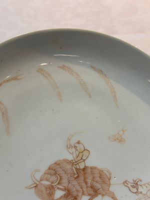 A Chinese iron-red-decorated 'boy and buffalo' cup and saucer and a famille rose 'Xi Xiang Ji' cup and saucer, Qianlong — photo 10
