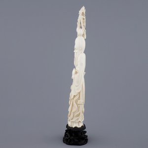 A Chinese ivory figure of Shou Lao on stand, late 19th C. — photo 3