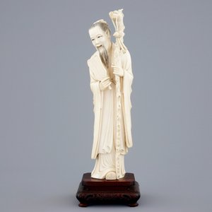 A Chinese ivory figure of Zhongli Quan on stand, late 19th C. — 照片 2