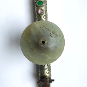 A Chinese jade and semi-precious stones inlaid bamboo opium pipe, 19th C. — photo 13