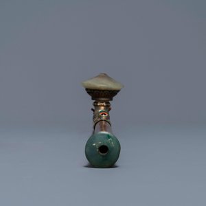 A Chinese jade and semi-precious stones inlaid bamboo opium pipe, 19th C. — photo 6