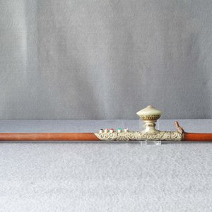 A Chinese jade and semi-precious stones inlaid bamboo opium pipe, 19th C. — photo 8