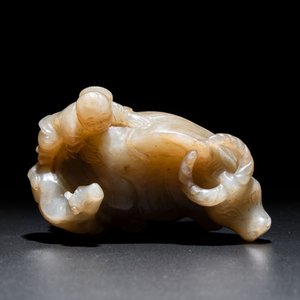 A Chinese jade 'boy on a buffalo' group, Qing — photo 6