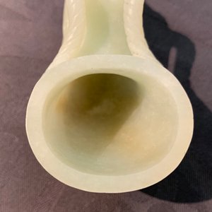 A Chinese jade deer rhyton cup and a spinach green jade pig, Han or later — 照片 18