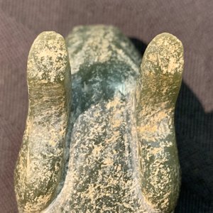 A Chinese jade deer rhyton cup and a spinach green jade pig, Han or later — 照片 25
