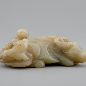 A Chinese jade group of a boy on a buffalo, 18/19th C. — photo 2