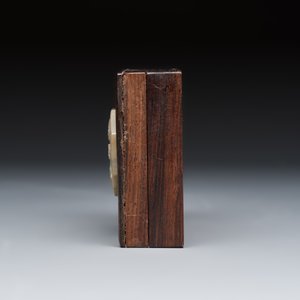 A Chinese jade-inset hongmu box and cover — photo 4