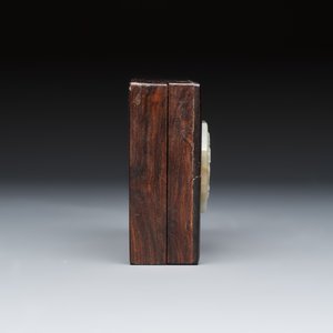 A Chinese jade-inset hongmu box and cover — photo 6