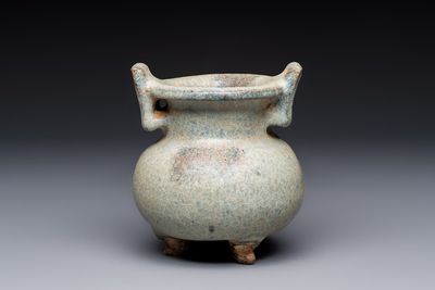 A Chinese junyao tripod censer with handles, Jin/Yuan