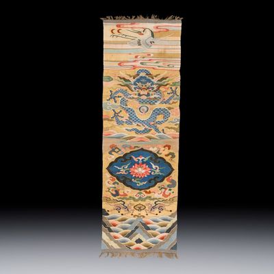 A Chinese kesi 'Deer, Crane and Dragon' panel, 19/20th C.