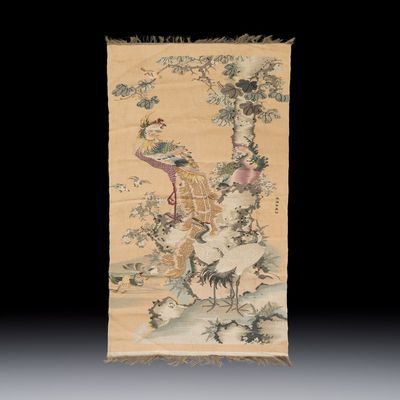 A Chinese kesi 'Phoenixes and Birds' panel, Signed Huang Wanbao 黃萬保, 19/20th C.