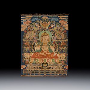 A Chinese kesi silk 'Bodhisattva Samantabhadra' thangka — 照片 1