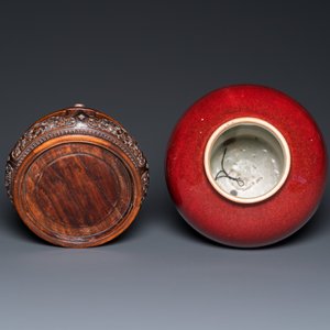 A Chinese langyao vase on a fine wooden base, 18/19th C. — 照片 6