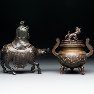 A Chinese 'Laozi on Buffalo' covered censer and a ding-form covered censer, Ming/Qing — foto 3