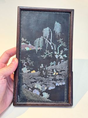 A Chinese laque burgauté and hongmu table screen, Qing — photo 16