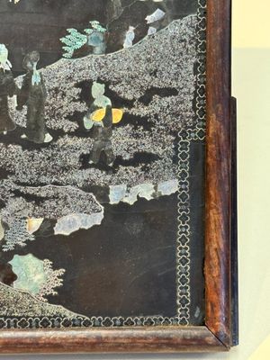 A Chinese laque burgauté and hongmu table screen, Qing — photo 19