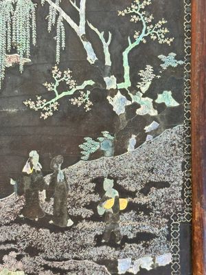A Chinese laque burgauté and hongmu table screen, Qing — photo 20