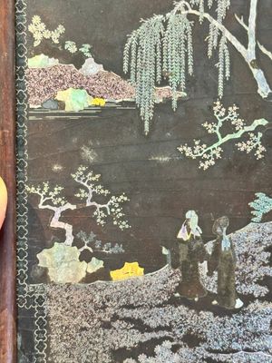A Chinese laque burgauté and hongmu table screen, Qing — photo 21