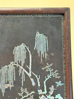 A Chinese laque burgauté and hongmu table screen, Qing — photo 23