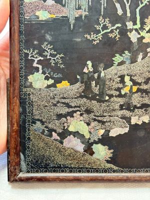 A Chinese laque burgauté and hongmu table screen, Qing — photo 6