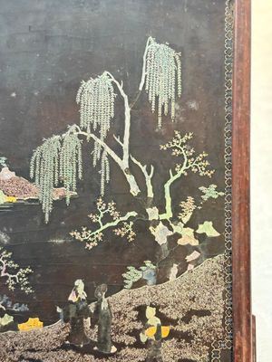 A Chinese laque burgauté and hongmu table screen, Qing — photo 8