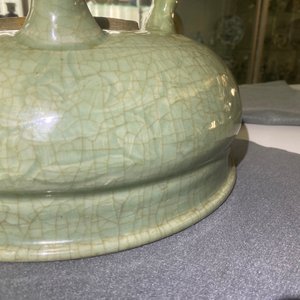 A Chinese Longquan celadon censer with wooden cover and soapstone Buddha finial, Ming — photo 32