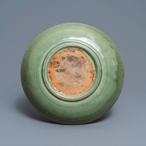 A Chinese Longquan celadon dish with underglaze peony design, Ming — photo 2