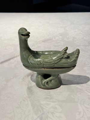 A Chinese Longquan celadon duck-form censer, Ming — photo 1