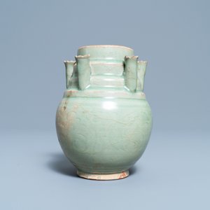 A Chinese Longquan celadon five-spouted urn, Song — photo 3