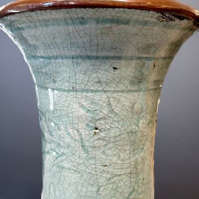 A Chinese Longquan celadon-glazed incised 'Peony' yenyen vase — photo 16