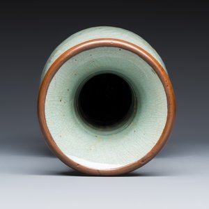 A Chinese Longquan celadon-glazed incised 'Peony' yenyen vase — photo 6