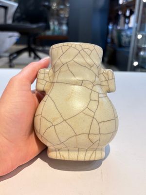 A Chinese Longquan celadon jar and a small Ge-type 'Hu' vase, Song and later — photo 12