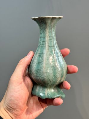 A Chinese Longquan celadon lobed bottle vase, Song — photo 8