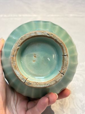 A Chinese Longquan celadon 'Lotus' jar with bronze mount, Song — photo 6