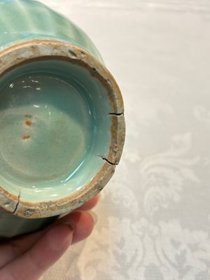 A Chinese Longquan celadon 'Lotus' jar with bronze mount, Song — photo 7